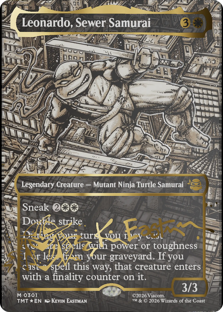 Magic | Leonardo, Sewer Samurai (Borderless) (Gold-Stamped Signature) [Teenage Mutant Ninja Turtles] | The Nerd Merchant