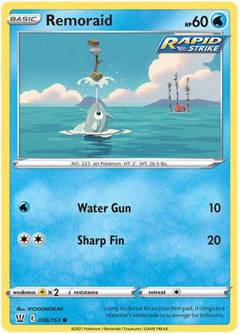 Pokemon | Remoraid (036/163) [Sword & Shield: Battle Styles] | The Nerd Merchant