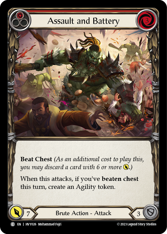 Flesh and Blood TCG | Assault and Battery (Red) [HVY026] (Heavy Hitters)  Rainbow Foil | The Nerd Merchant