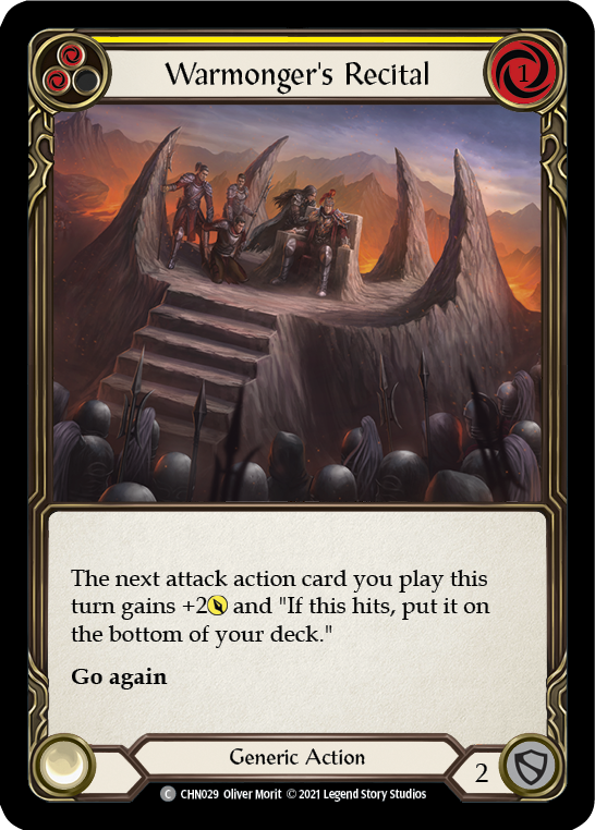 Flesh and Blood TCG | Warmonger's Recital (Yellow) [CHN029] (Monarch Chane Blitz Deck) | The Nerd Merchant