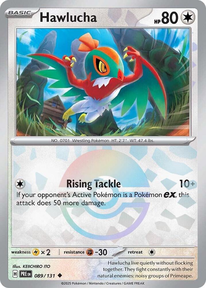 Pokemon | Hawlucha (089/131) (Poke Ball Pattern) [Scarlet & Violet: Prismatic Evolutions] | The Nerd Merchant