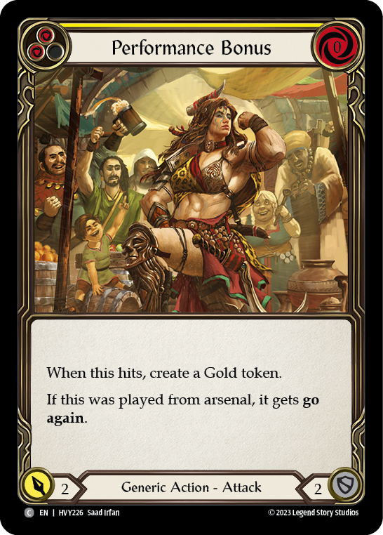 Flesh and Blood TCG | Performance Bonus (Yellow) [HVY226] (Heavy Hitters)  Rainbow Foil | The Nerd Merchant