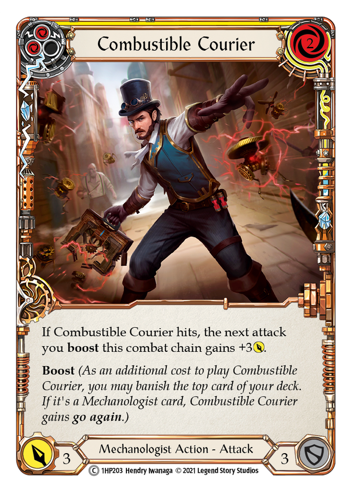 Flesh and Blood TCG | Combustible Courier (Yellow) [1HP203] (History Pack 1) | The Nerd Merchant