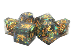 Old School Dice: Sharp Edged 7-Piece Dice Set - Citrine Blast