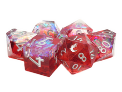 Old School Dice: Sharp Edged 7-Piece Dice Set - Crimson Fire - New