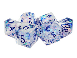 Old School Dice: Sharp Edged 7-Piece Dice Set - Crystal Ice
