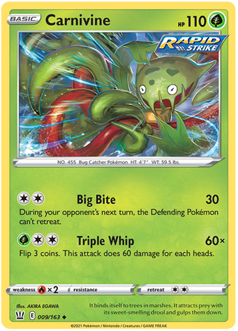 Pokemon | Carnivine (009/163) [Sword & Shield: Battle Styles] | The Nerd Merchant