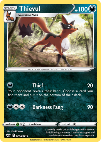 Pokemon | Thievul (126/202) [Sword & Shield: Base Set] | The Nerd Merchant
