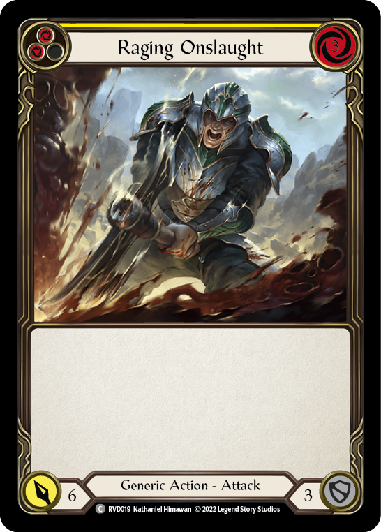 Flesh and Blood TCG | Raging Onslaught (Yellow) [RVD019] (Classic Battles: Rhinar vs Dorinthea) | The Nerd Merchant