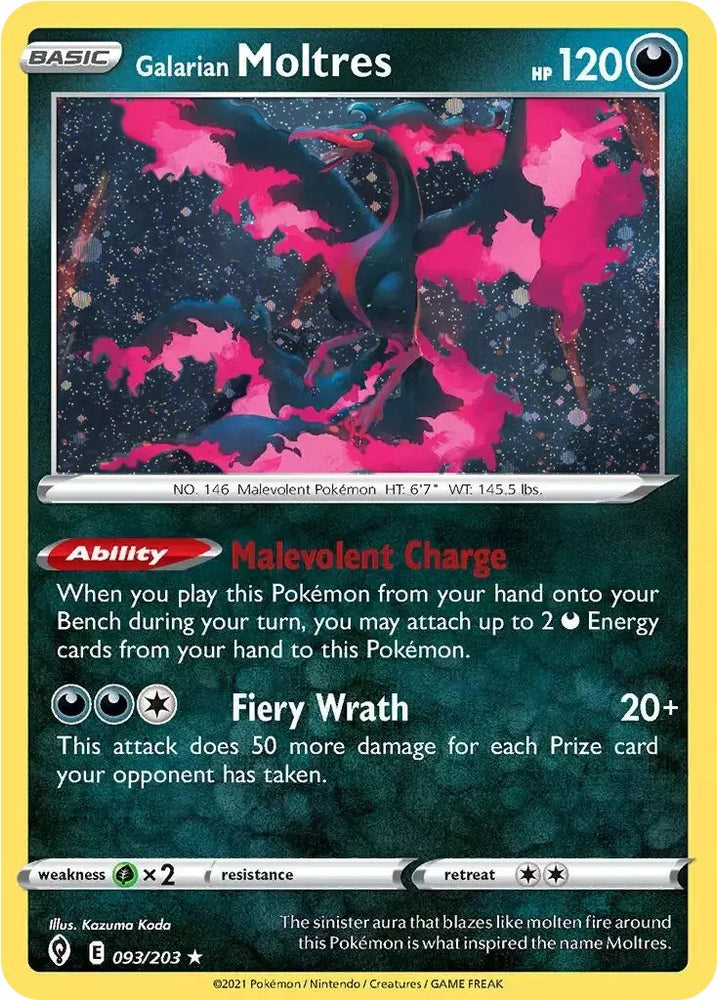 Pokemon | Galarian Moltres (093/203) (Cosmos Holo) [Sword & Shield: Evolving Skies] | The Nerd Merchant