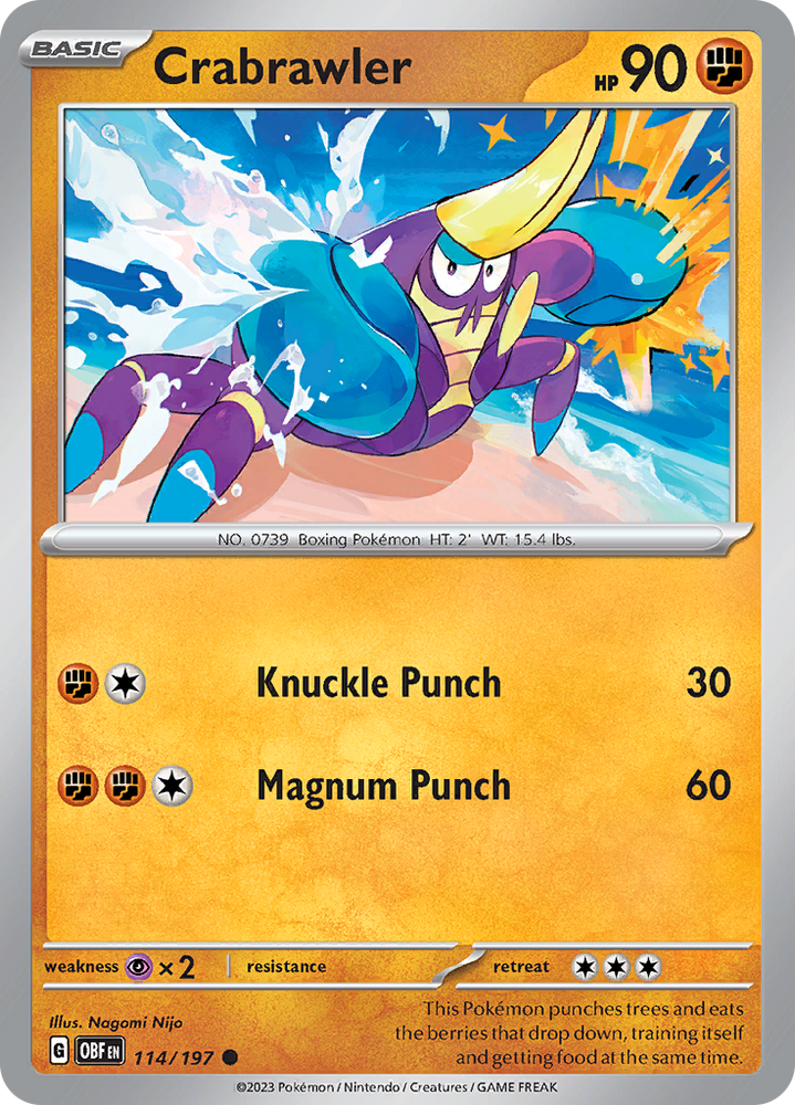 Pokemon | Crabrawler (114/197) [Scarlet & Violet: Obsidian Flames] | The Nerd Merchant