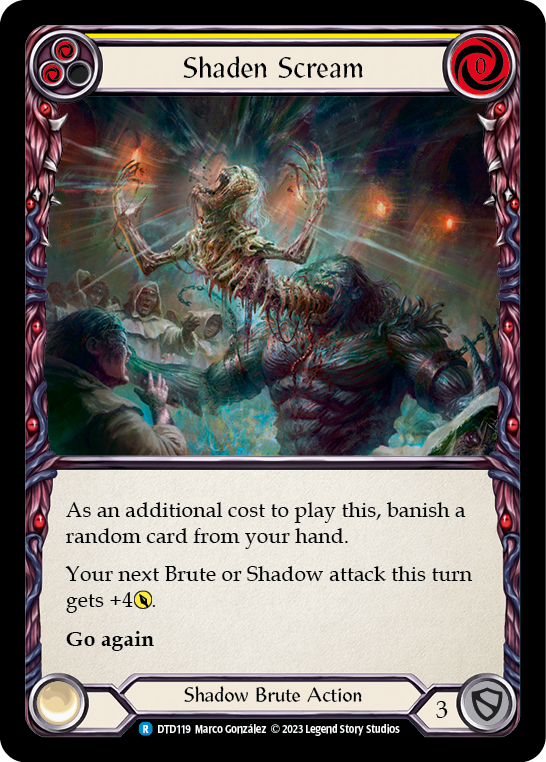 Flesh and Blood TCG | Shaden Scream (Yellow) [DTD119] (Dusk Till Dawn)  Rainbow Foil | The Nerd Merchant