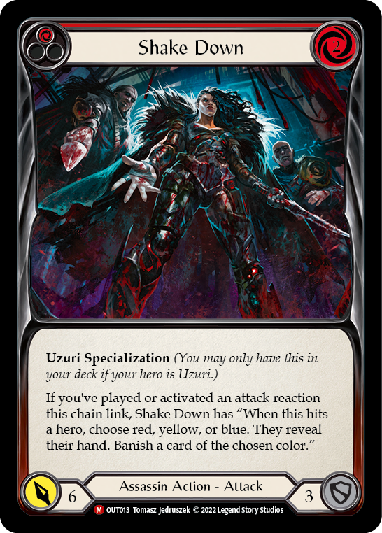 Flesh and Blood TCG | Shake Down [OUT013] (Outsiders)  Rainbow Foil | The Nerd Merchant