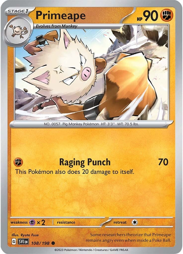 Pokemon | Primeape (108/198) [Scarlet & Violet: Base Set] | The Nerd Merchant