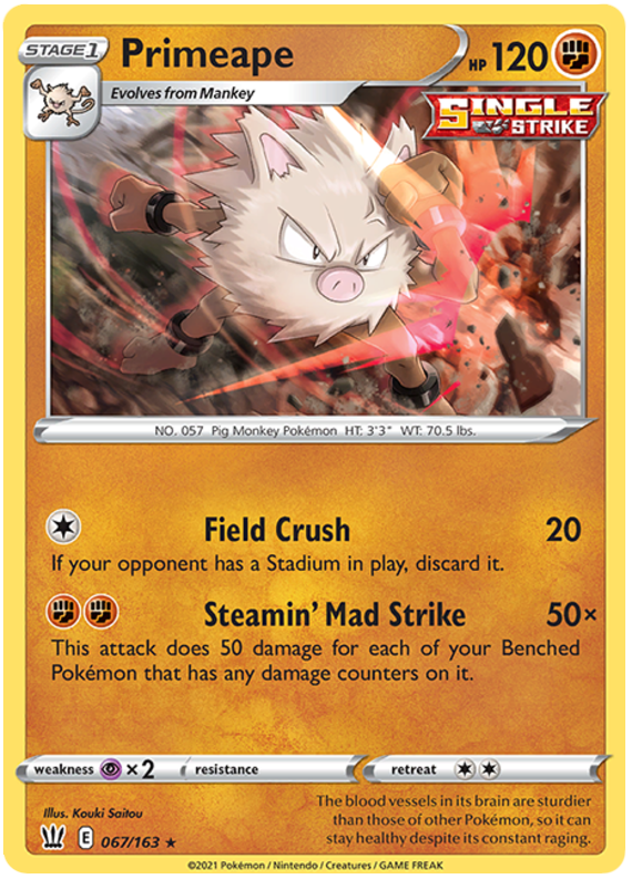 Pokemon | Primeape (067/163) [Sword & Shield: Battle Styles] | The Nerd Merchant