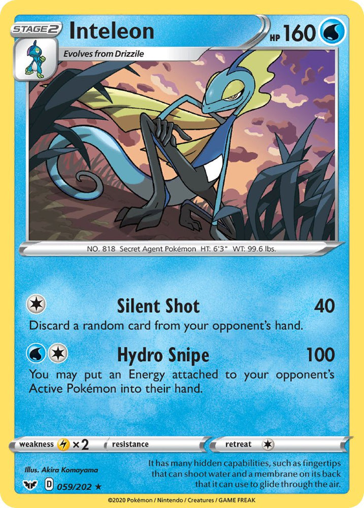 Pokemon | Inteleon (059/202) (Cracked Ice Holo) (Theme Deck Exclusive) [Sword & Shield: Base Set] | The Nerd Merchant