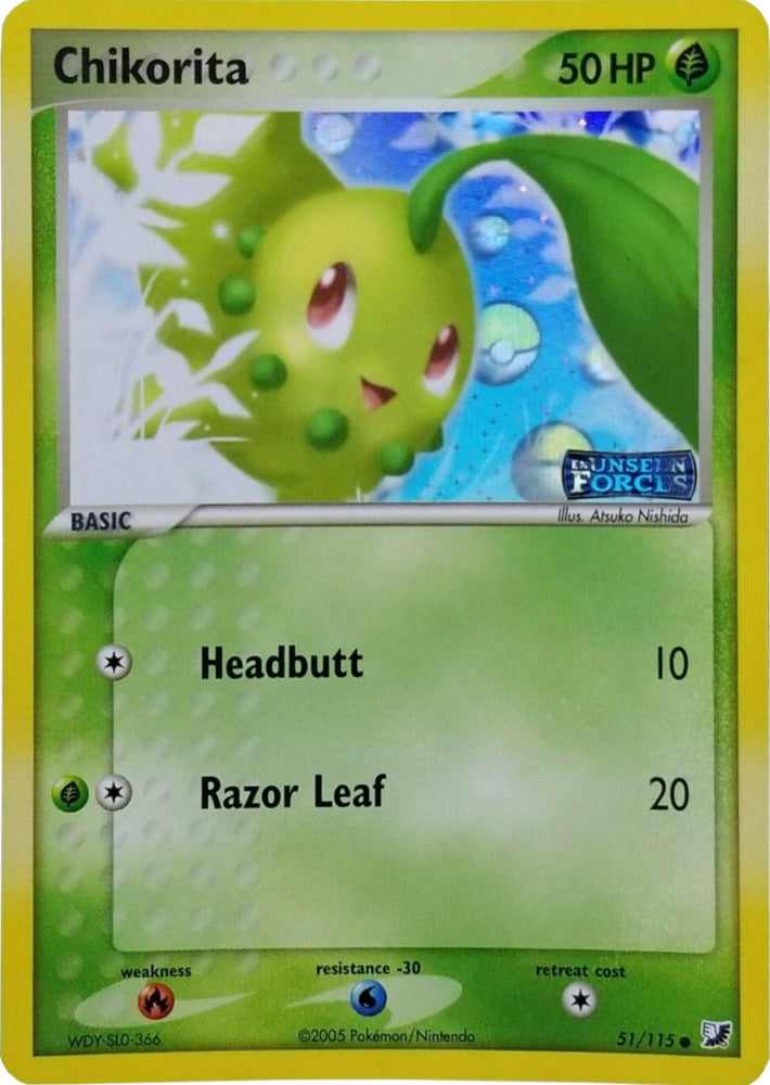 Pokemon | Chikorita (51/115) (Stamped) [EX: Unseen Forces] | The Nerd Merchant