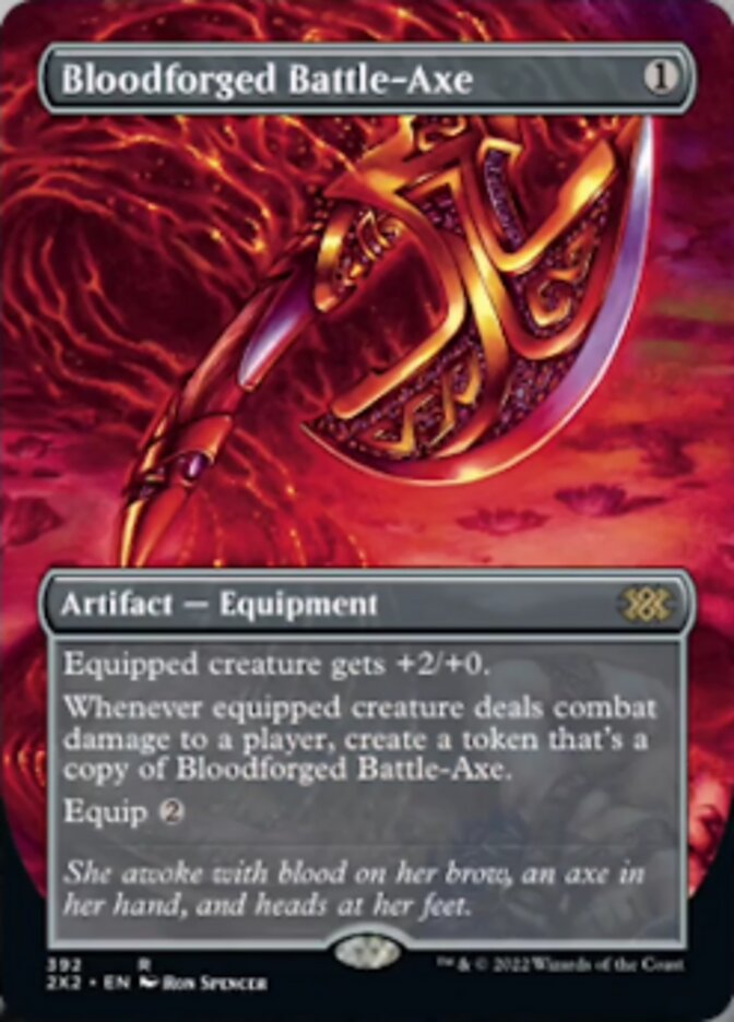 Magic | Bloodforged Battle-Axe (Borderless Alternate Art) [Double Masters 2022] | The Nerd Merchant