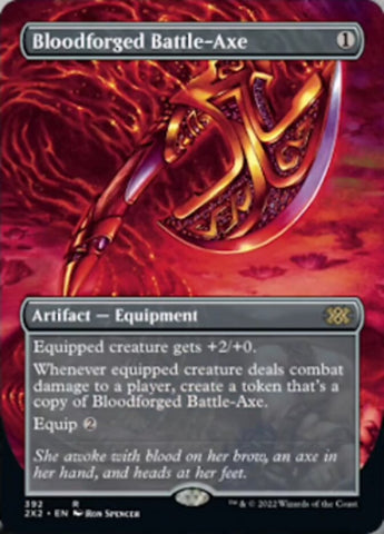 Magic | Bloodforged Battle-Axe (Borderless Alternate Art) [Double Masters 2022] | The Nerd Merchant