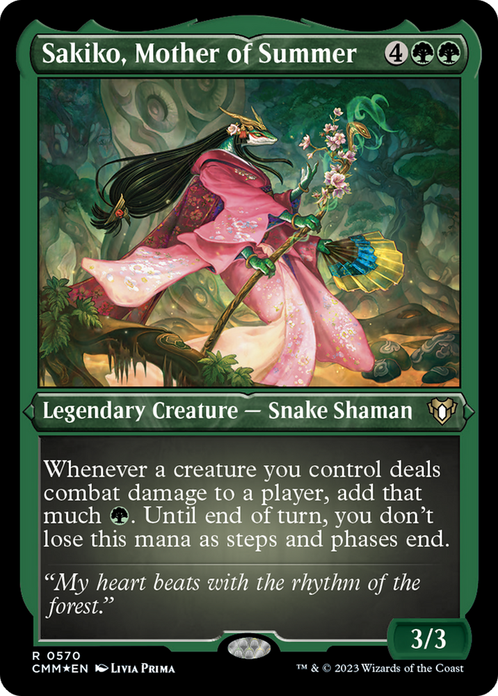 Magic | Sakiko, Mother of Summer (Foil Etched) [Commander Masters] | The Nerd Merchant