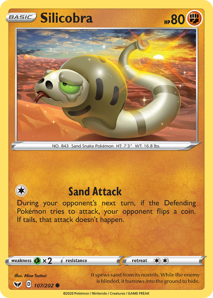 Pokemon | Silicobra (107/202) [Sword & Shield: Base Set] | The Nerd Merchant