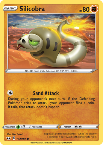 Pokemon | Silicobra (107/202) [Sword & Shield: Base Set] | The Nerd Merchant