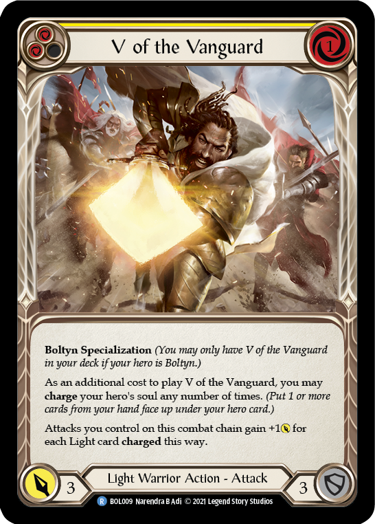 Flesh and Blood TCG | V of the Vanguard [BOL009] (Monarch Boltyn Blitz Deck) | The Nerd Merchant