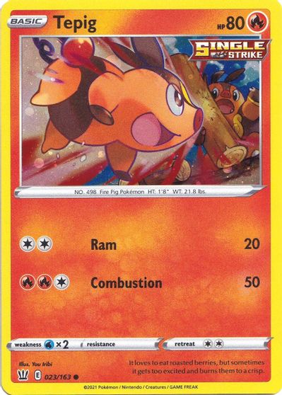 Pokemon | Tepig (023/163) (Cosmos Holo) [Sword & Shield: Battle Styles] | The Nerd Merchant