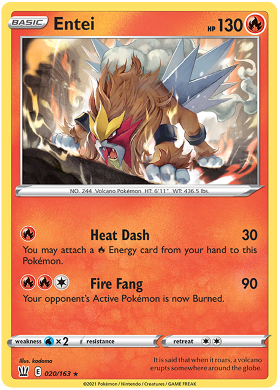 Pokemon | Entei (020/163) [Sword & Shield: Battle Styles] | The Nerd Merchant