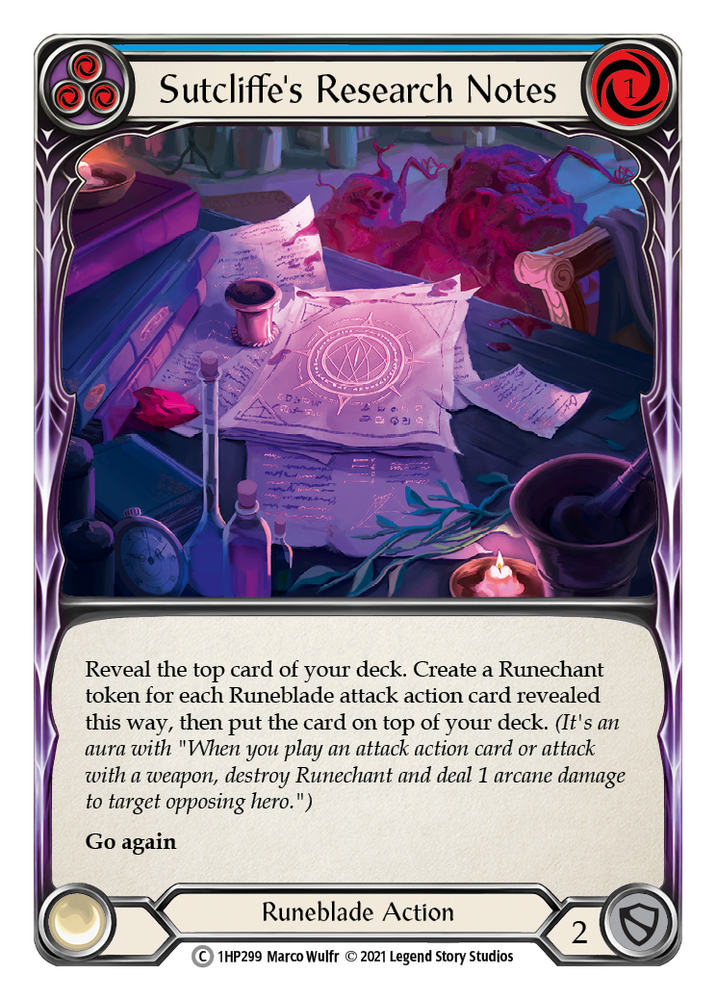 Flesh and Blood TCG | Sutcliffe's Research Notes (Blue) [1HP299] (History Pack 1) | The Nerd Merchant