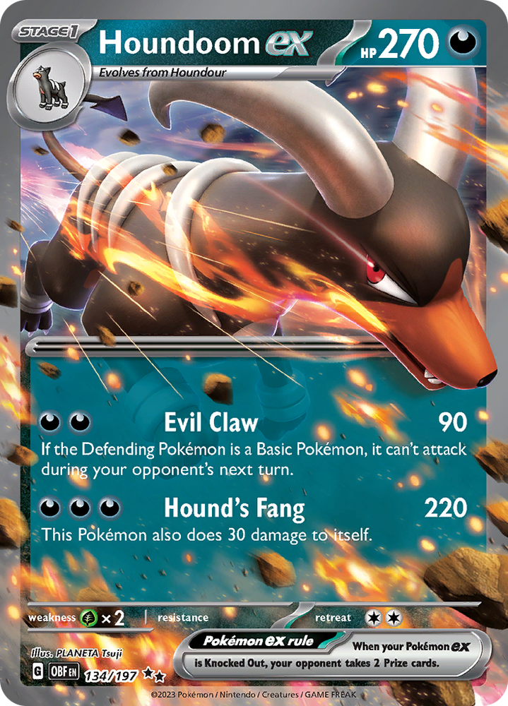 Pokemon | Houndoom ex (134/197) [Scarlet & Violet: Obsidian Flames] | The Nerd Merchant