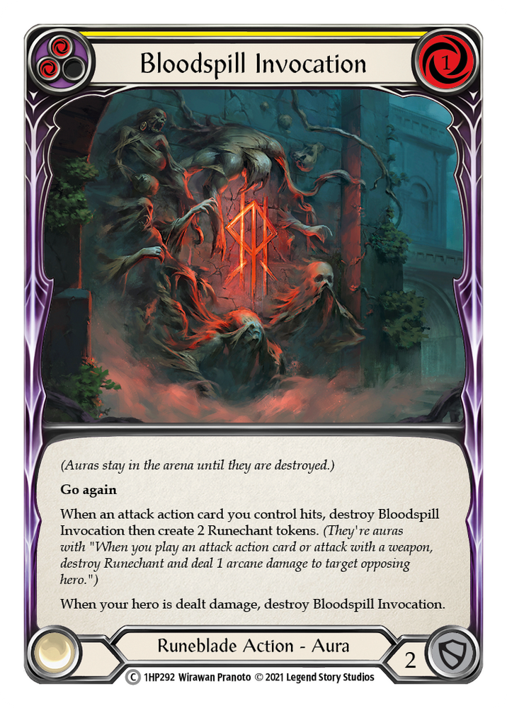 Flesh and Blood TCG | Bloodspill Invocation (Yellow) [1HP292] (History Pack 1) | The Nerd Merchant