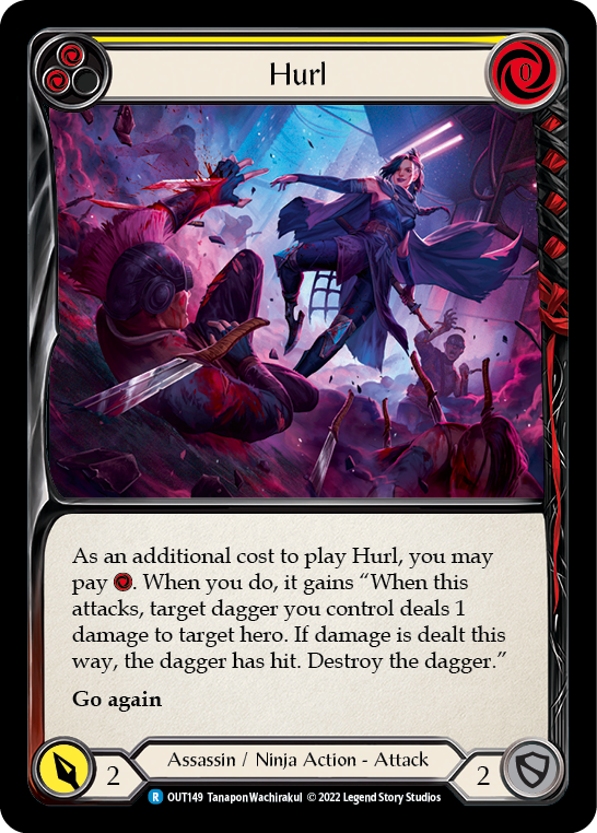 Flesh and Blood TCG | Hurl (Yellow) [OUT149] (Outsiders)  Rainbow Foil | The Nerd Merchant