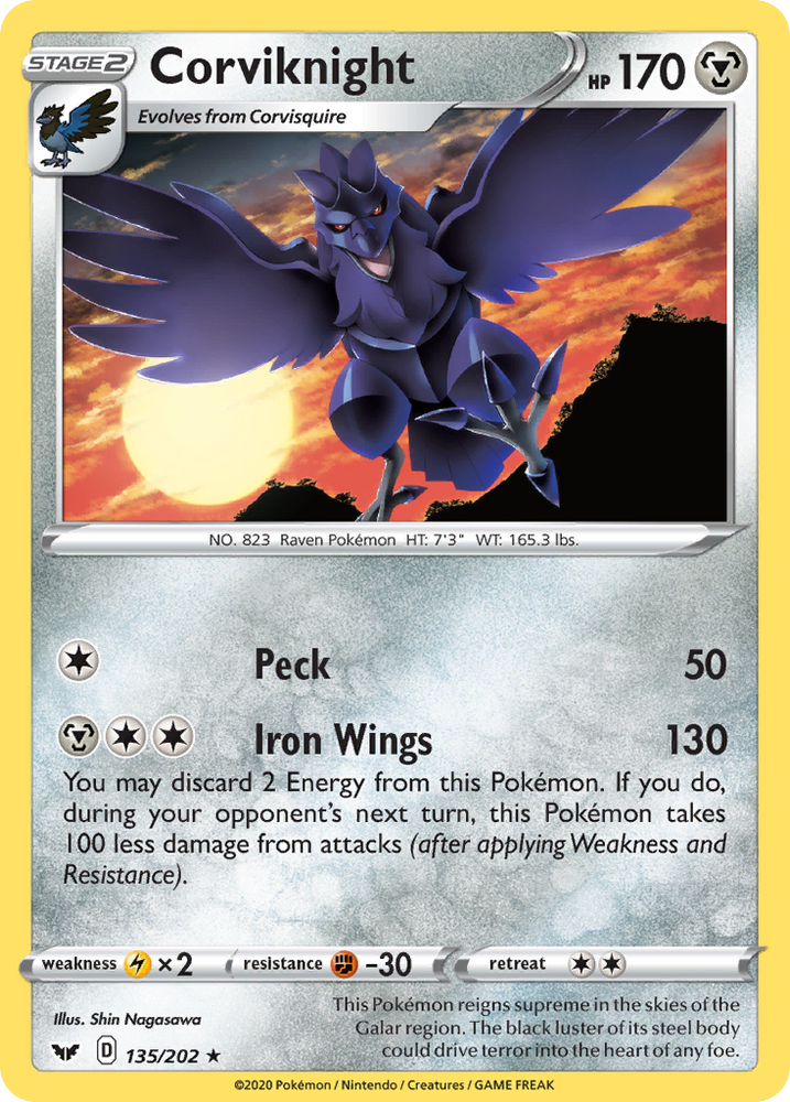 Pokemon | Corviknight (135/202) [Sword & Shield: Base Set] | The Nerd Merchant
