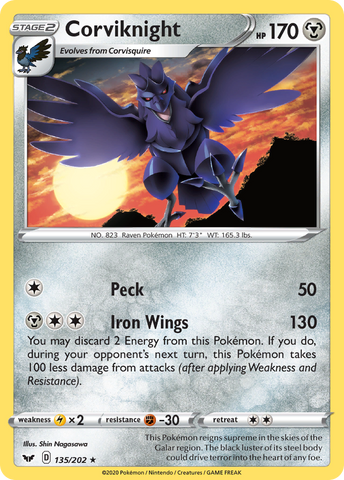 Pokemon | Corviknight (135/202) [Sword & Shield: Base Set] | The Nerd Merchant