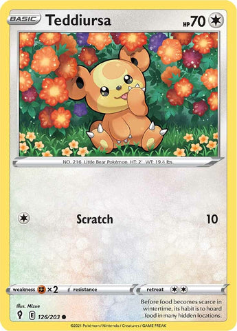 Pokemon | Teddiursa (126/203) [Sword & Shield: Evolving Skies] | The Nerd Merchant