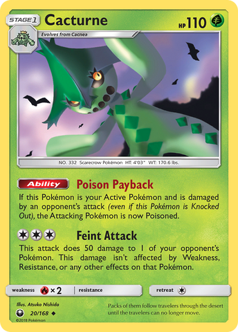 Pokemon | Cacturne (20/168) [Sun & Moon: Celestial Storm] | The Nerd Merchant