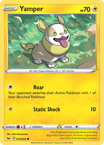 Pokemon | Yamper (073/202) [Sword & Shield: Base Set] | The Nerd Merchant