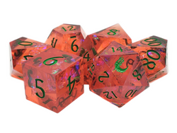 Old School Dice: Sharp Edged 7-Piece Dice Set - Exploding Pumpkins - New