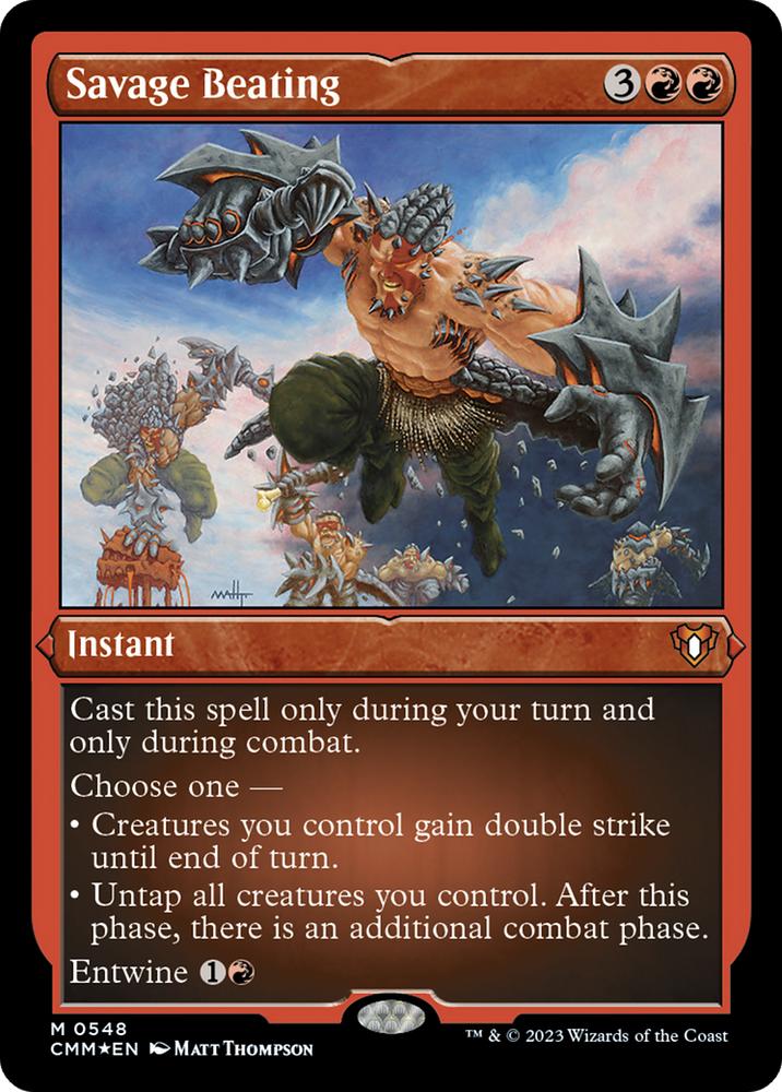 Magic | Savage Beating (Foil Etched) [Commander Masters] | The Nerd Merchant