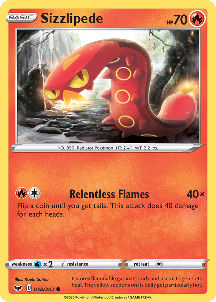 Pokemon | Sizzlipede (038/202) [Sword & Shield: Base Set] | The Nerd Merchant