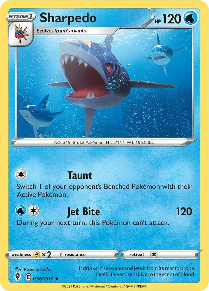 Pokemon | Sharpedo (036/203) [Sword & Shield: Evolving Skies] | The Nerd Merchant