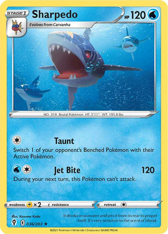 Pokemon | Sharpedo (036/203) [Sword & Shield: Evolving Skies] | The Nerd Merchant