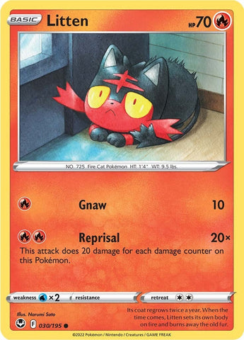 Pokemon | Litten (030/195) [Sword & Shield: Silver Tempest] | The Nerd Merchant