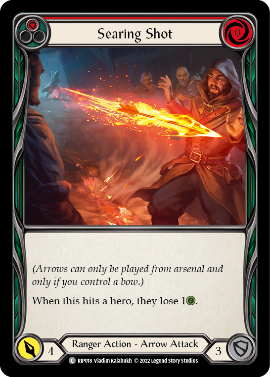 Flesh and Blood TCG | Searing Shot (Red) [RIP018] (Outsiders Riptide Blitz Deck) | The Nerd Merchant