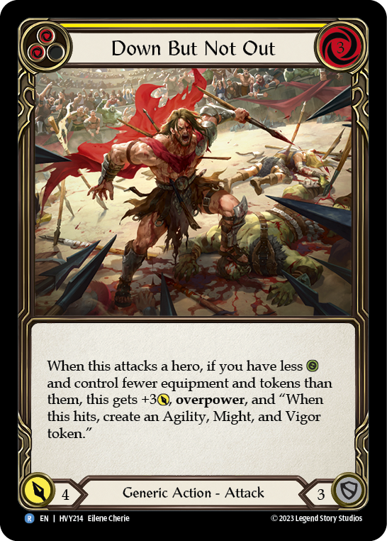 Flesh and Blood TCG | Down But Not Out (Yellow) [HVY214] (Heavy Hitters)  Rainbow Foil | The Nerd Merchant