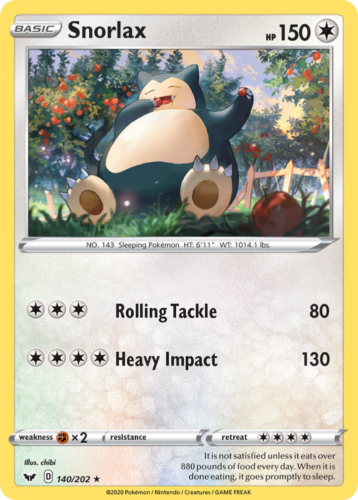 Pokemon | Snorlax (140/202) [Sword & Shield: Base Set] | The Nerd Merchant