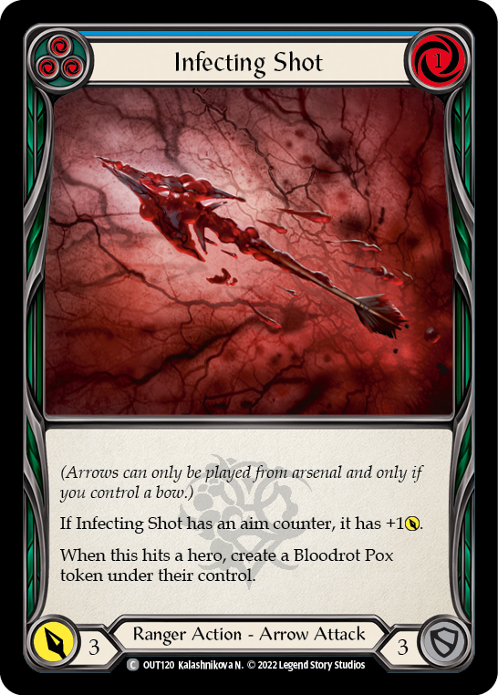 Flesh and Blood TCG | Infecting Shot (Blue) [OUT120] (Outsiders)  Rainbow Foil | The Nerd Merchant
