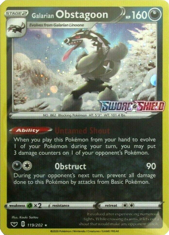 Pokemon | Galarian Obstagoon (119/202) (Cosmos Holo) [Sword & Shield: Base Set] | The Nerd Merchant