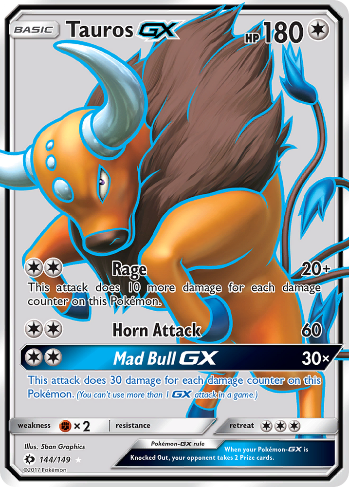 Pokemon | Tauros GX (144/149) [Sun & Moon: Base Set] | The Nerd Merchant